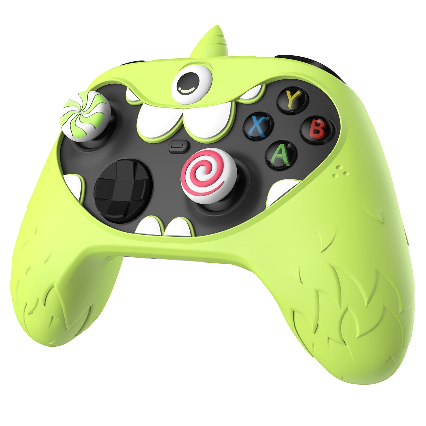 PlayVital MonoEye Monster キュートシリコンカバー for Xbox Series X/S コントローラー、ジョイスティックキャップとステッカー付き Xbox Core コントローラーグリップケース 【グリーン】