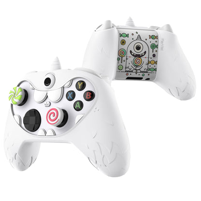 PlayVital MonoEye Monster キュートシリコンカバー for Xbox Series X/S コントローラー、ジョイスティックキャップとステッカー付き Xbox Core コントローラーグリップケース 【ホワイト】