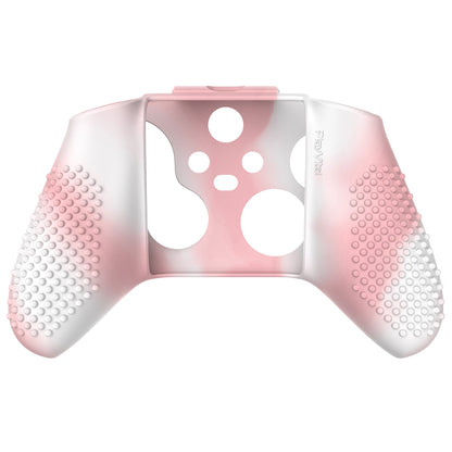 PlayVital 3D Studded Edition Anti-slip Silicone Cover Skin with Thumb Grip Caps for Xbox Series X/S Controller & Xbox Core Wireless Controller - Pink & White - SDX3025 PlayVital