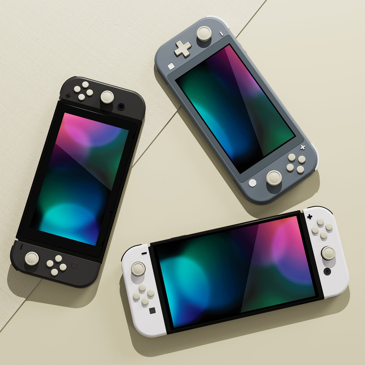 PlayVital シリコンボタンカバーやサムグリップセットSwitch/有機el/Switch Lite対応用、ABXY方向キーボタンキャップ、Switch Lite用 Dパッドボタンキャップ【アイボリー】