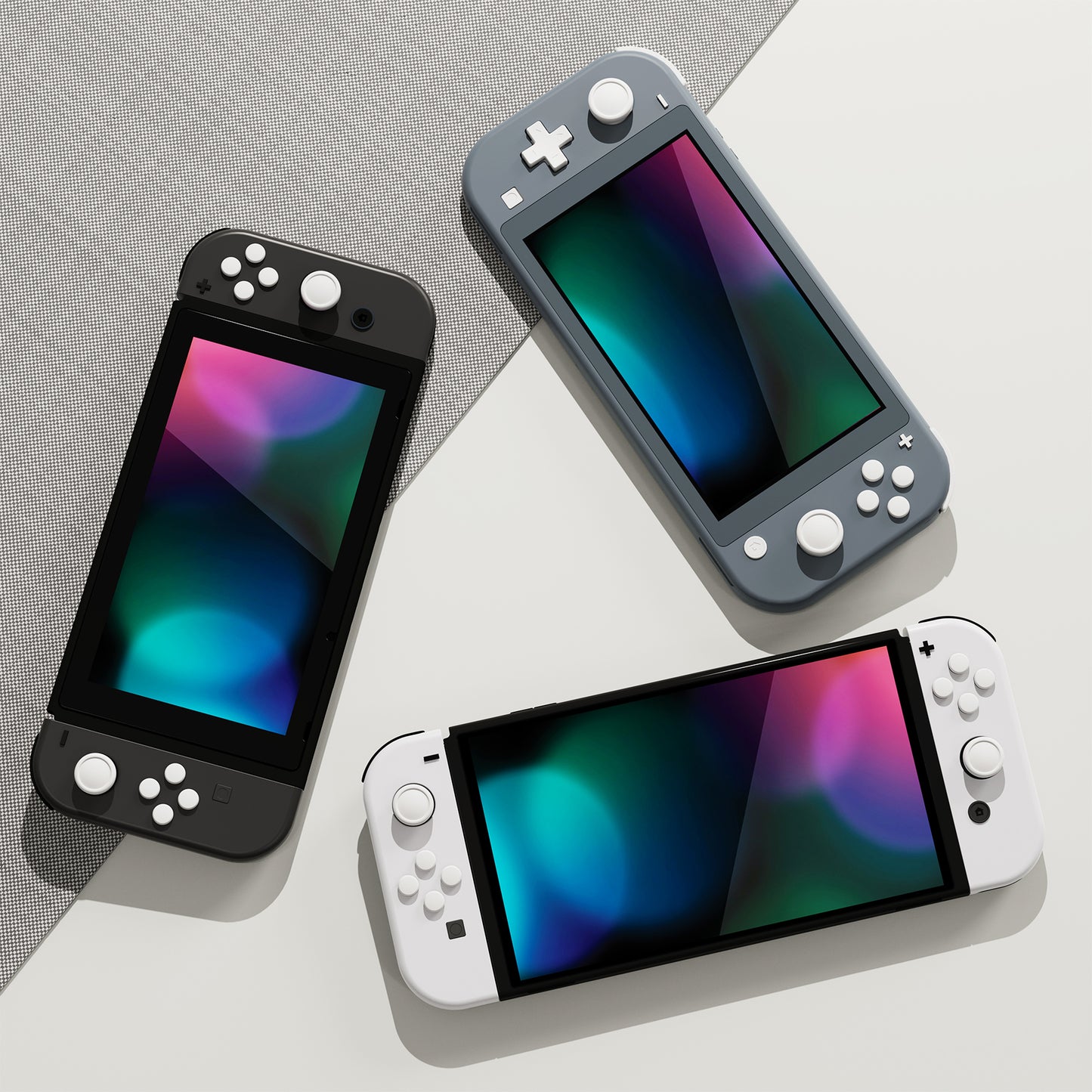 PlayVital シリコンボタンカバーやサムグリップセットSwitch/有機el/Switch Lite対応用、ABXY方向キーボタンキャップ、Switch Lite用 Dパッドボタンキャップ【ホワイト】