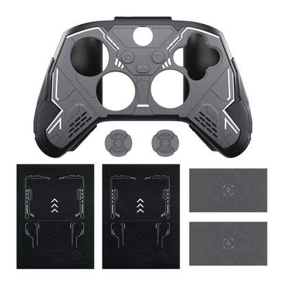 PlayVital Stellar Mecha シリコンカバー スキン for Xbox Series X/S コントローラー サムグリップ & ステッカー付／滑り止めグリッププロテクター【ブラック＆ガンメタルグレー】