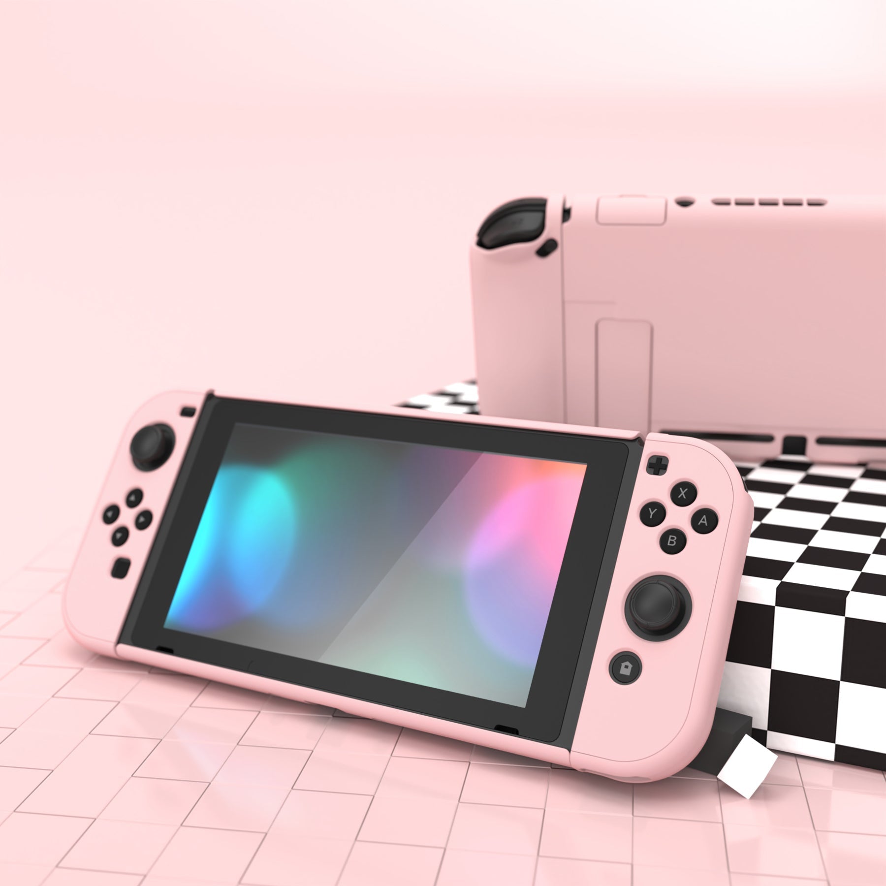 PlayVital UPGRADED Dockable Hard Shell Protective Case for NS Switch - Cherry Blossoms Pink - ANSP3010 PlayVital