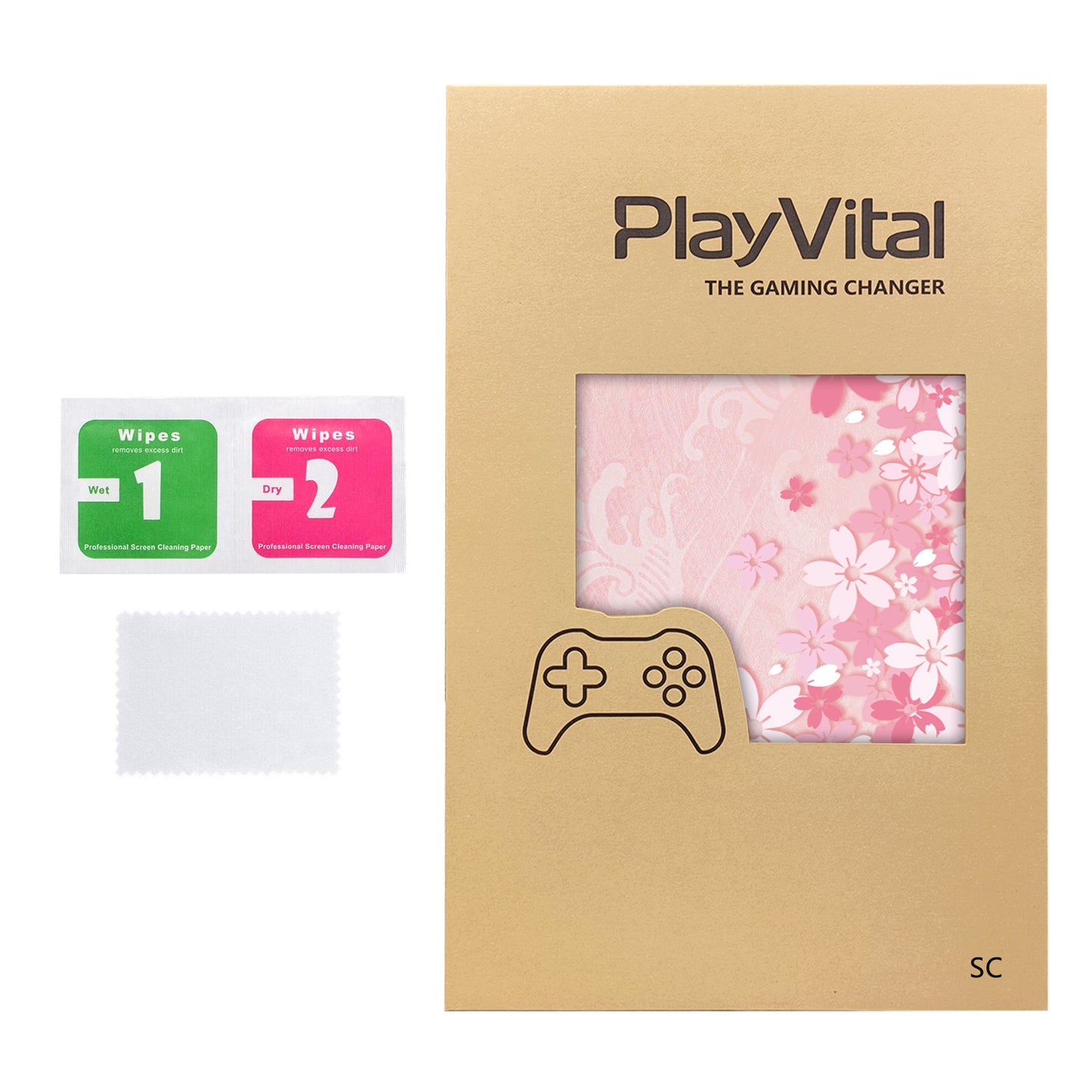 PlayVital Steam Controller 2 用 スキンシール 3枚セット｜Steam Controller 2026 対応・キズ防止・貼り跡が残りにくい 保護デカールステッカー【桜の花びら】