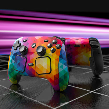 PlayVital Steam Controller 2 用 スキンシール 3枚セット｜Steam Controller 2026 対応・キズ防止・貼り跡が残りにくい 保護デカールステッカー【カラフルトライアングル】