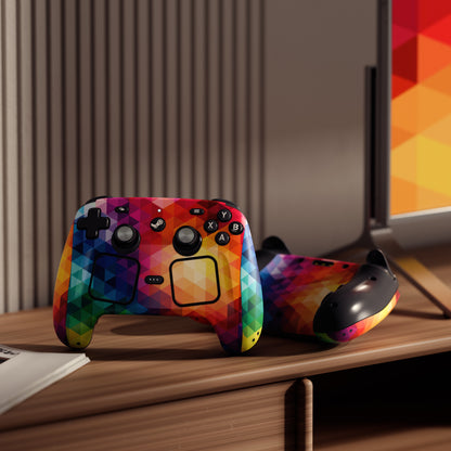 PlayVital Steam Controller 2 用 スキンシール 3枚セット｜Steam Controller 2026 対応・キズ防止・貼り跡が残りにくい 保護デカールステッカー【カラフルトライアングル】