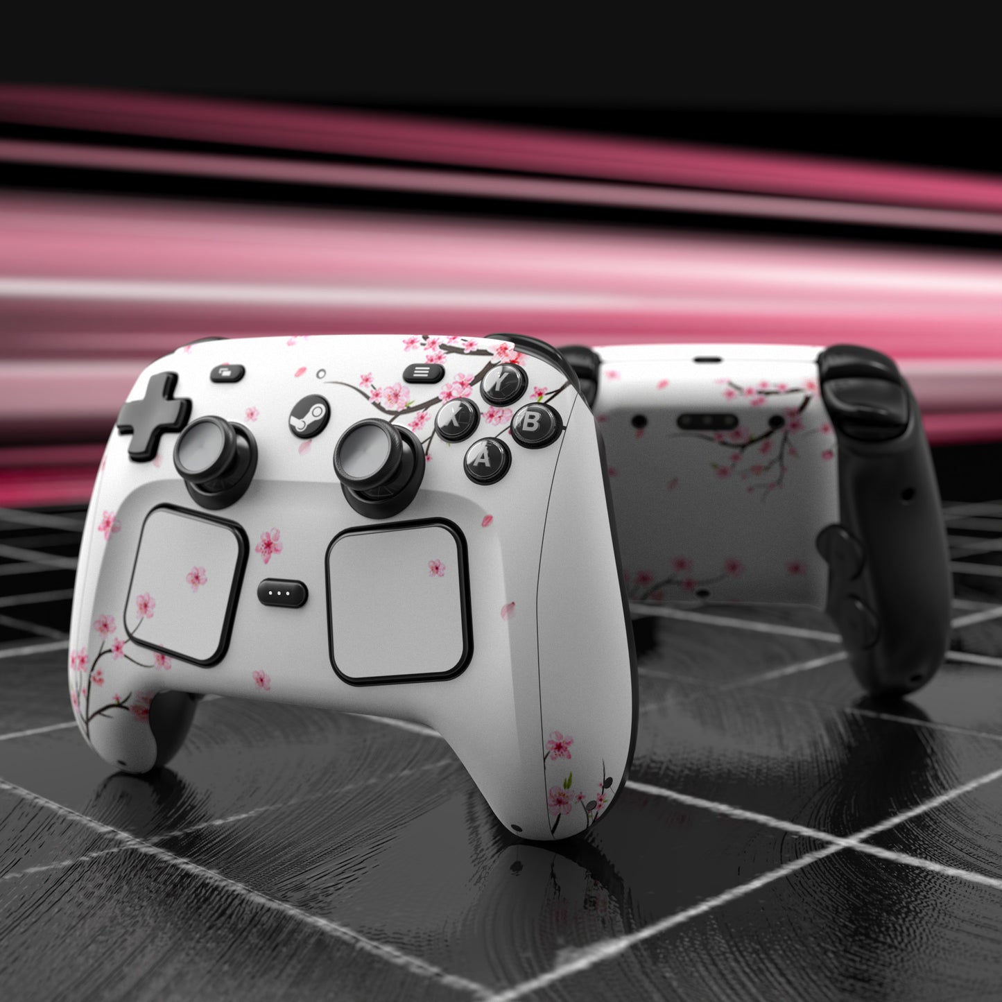 PlayVital Steam Controller 2 用 スキンシール 3枚セット｜Steam Controller 2026 対応・キズ防止・貼り跡が残りにくい 保護デカールステッカー【散りゆく桜】