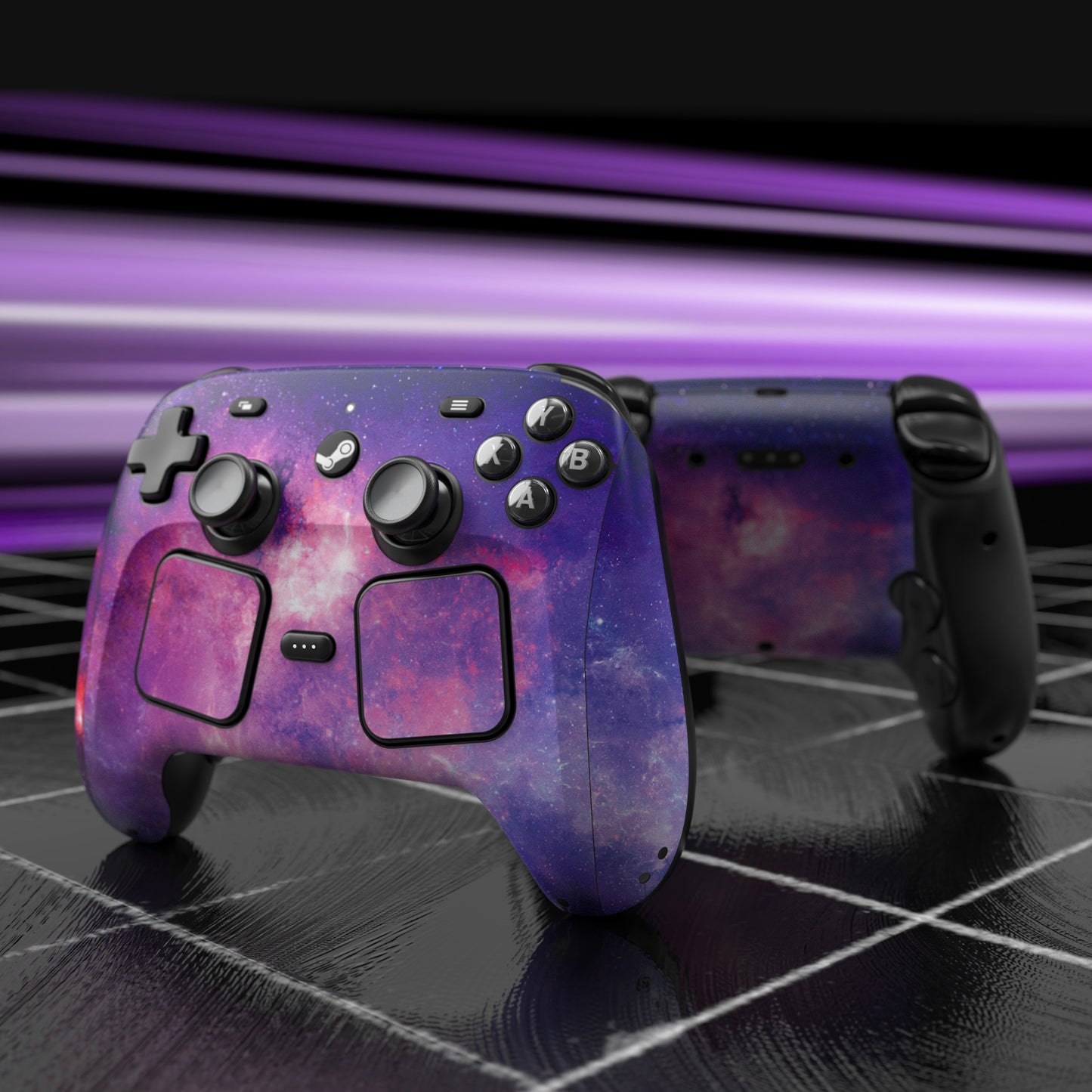 PlayVital Steam Controller 2 用 スキンシール 3枚セット｜Steam Controller 2026 対応・キズ防止・貼り跡が残りにくい 保護デカールステッカー【ネビュラギャラクシー】