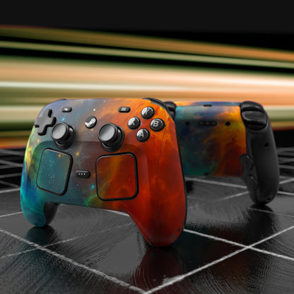 PlayVital Steam Controller 2 用 スキンシール 3枚セット｜Steam Controller 2026 対応・キズ防止・貼り跡が残りにくい 保護デカールステッカー【オレンジ スター ユニバース】