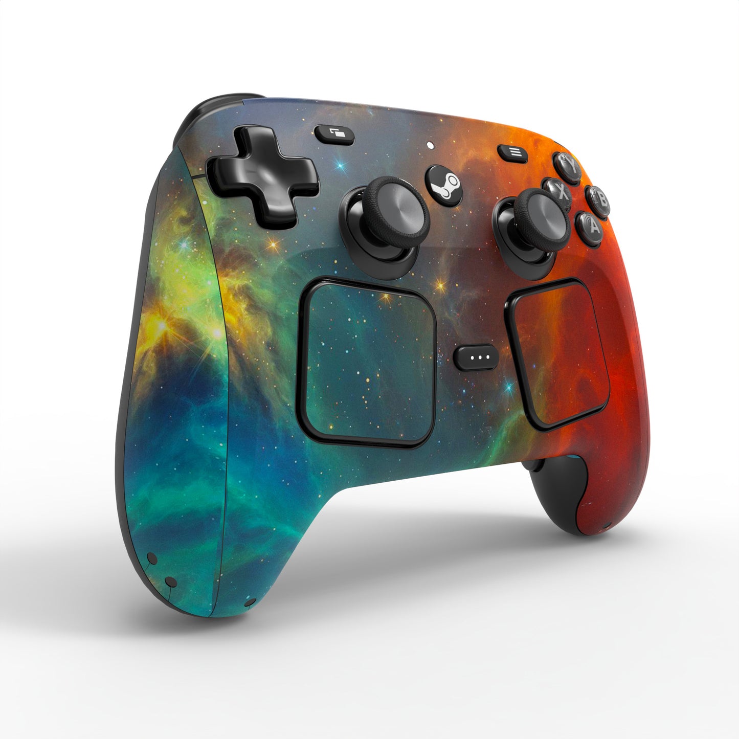 PlayVital Steam Controller 2 用 スキンシール 3枚セット｜Steam Controller 2026 対応・キズ防止・貼り跡が残りにくい 保護デカールステッカー【オレンジ スター ユニバース】