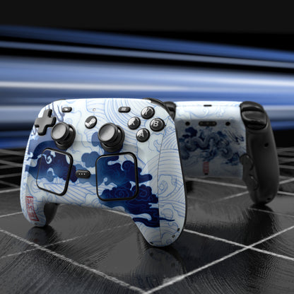 PlayVital Steam Controller 2 用 スキンシール 3枚セット｜Steam Controller 2026 対応・キズ防止・貼り跡が残りにくい 保護デカールステッカー【青花磁器風】