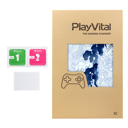 PlayVital Steam Controller 2 用 スキンシール 3枚セット｜Steam Controller 2026 対応・キズ防止・貼り跡が残りにくい 保護デカールステッカー【青花磁器風】