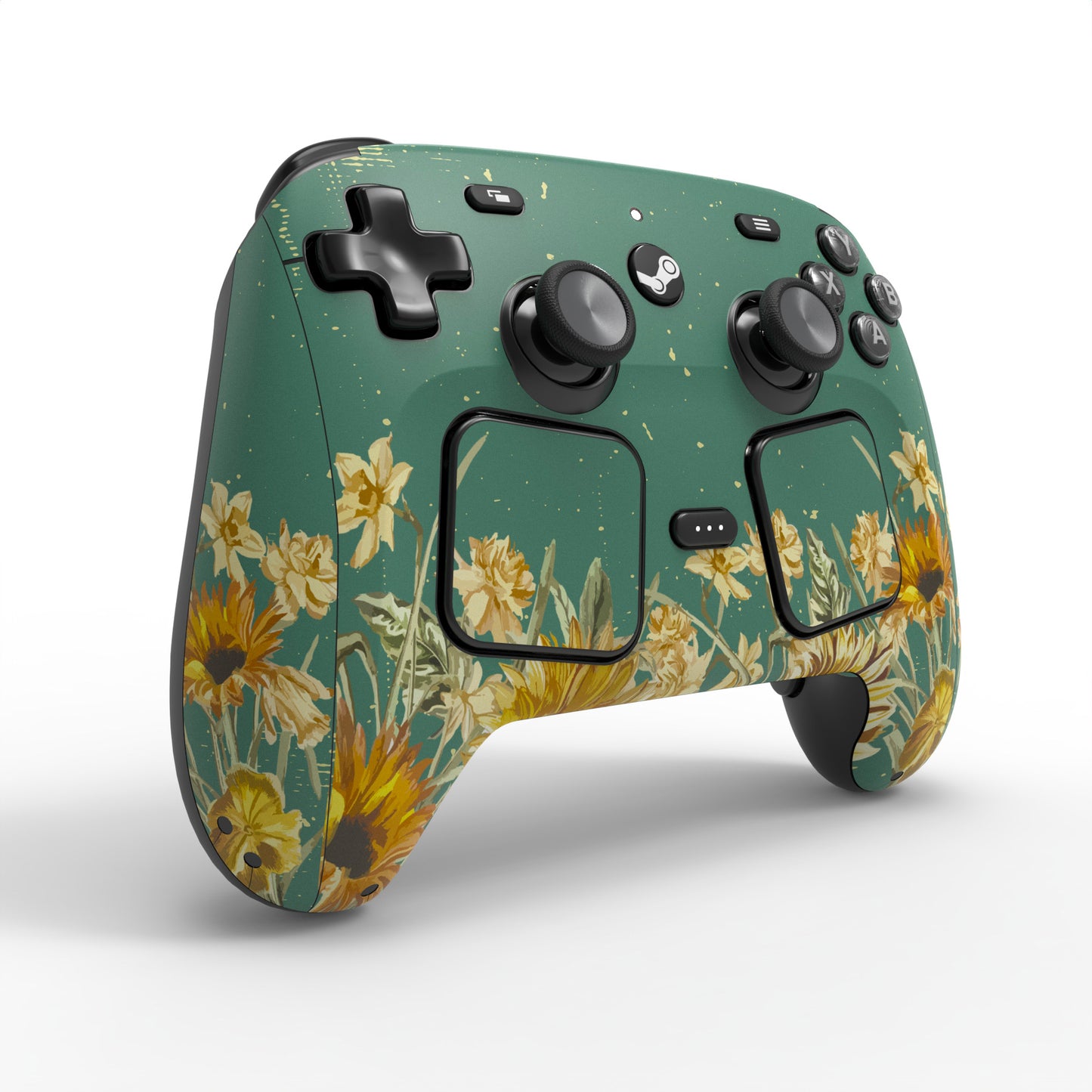 PlayVital Steam Controller 2 用 スキンシール 3枚セット｜Steam Controller 2026 対応・キズ防止・貼り跡が残りにくい 保護デカールステッカー【ひまわり】