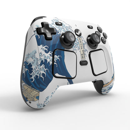 PlayVital Steam Controller 2 用 スキンシール 3枚セット｜Steam Controller 2026 対応・キズ防止・貼り跡が残りにくい 保護デカールステッカー【グレートウェーブ】
