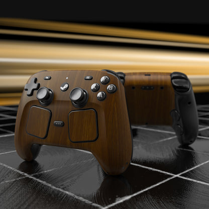 PlayVital Steam Controller 2 用 スキンシール 3枚セット｜Steam Controller 2026 対応・キズ防止・貼り跡が残りにくい 保護デカールステッカー【木目調】