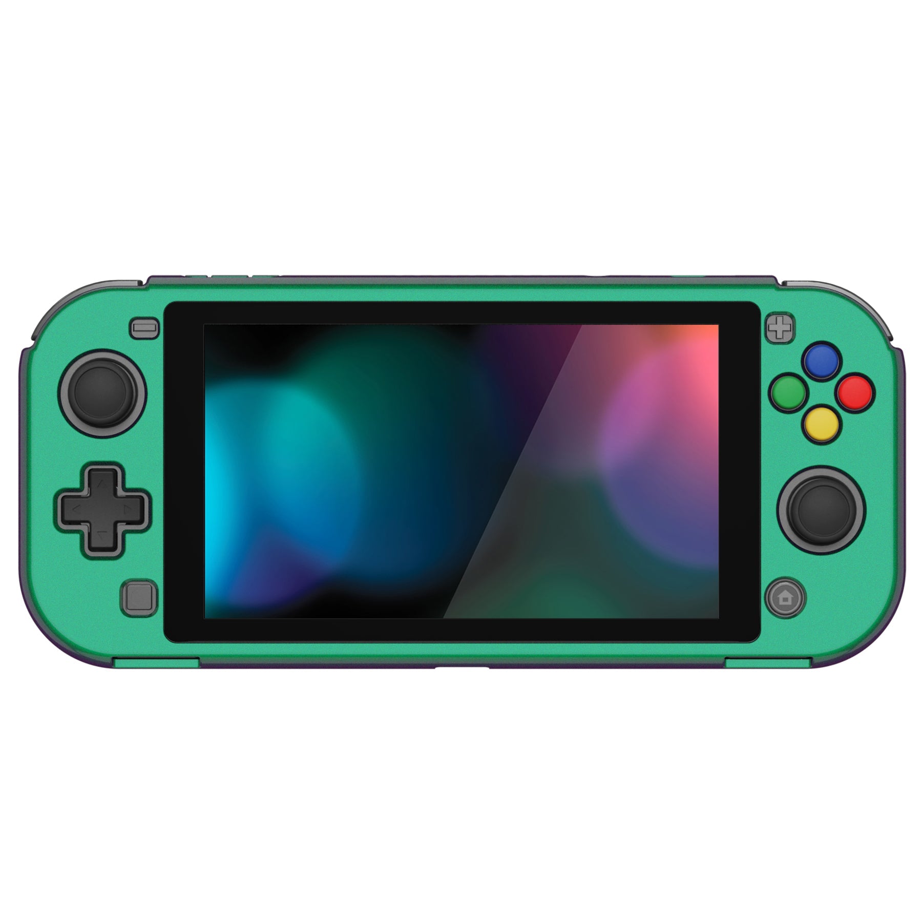 PlayVital Customized Protective Grip Case for Nintendo Switch Lite, Glossy Chameleon Green Purple Hard Cover Protector for Nintendo Switch Lite - 1 x Black Border Tempered Glass Screen Protector Included - YYNLP002 PlayVital