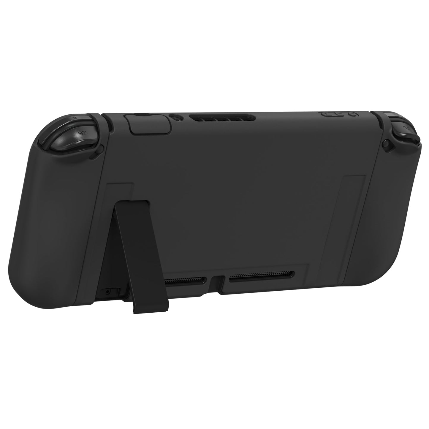 PlayVital ZealProtect Soft Protective Case for Nintendo Switch, Flexible Cover Protector for Nintendo Switch with Tempered Glass Screen Protector & Thumb Grip Caps & ABXY Direction Button Caps - Black - RNSYM5001 playvital