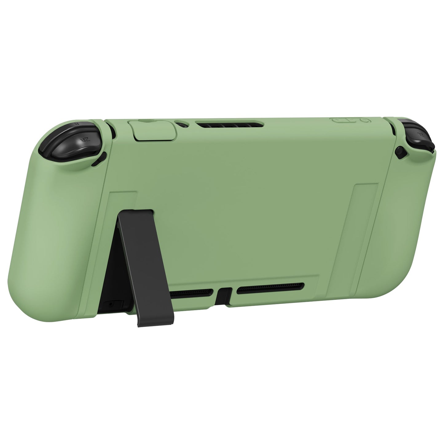 PlayVital ZealProtect Soft Protective Case for Nintendo Switch, Flexible Cover for Switch with Tempered Glass Screen Protector & Thumb Grips & ABXY Direction Button Caps - Matcha Green - RNSYM5006 playvital