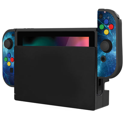 PlayVital ZealProtect Soft Protective Case for Nintendo Switch, Flexible Cover for Switch with Tempered Glass Screen Protector & Thumb Grips & ABXY Direction Button Caps - Blue Nebula - RNSYV6002 playvital