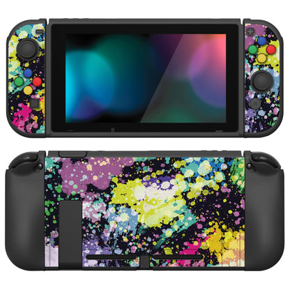 PlayVital ZealProtect Soft Protective Case for Nintendo Switch, Flexible Cover for Switch with Tempered Glass Screen Protector & Thumb Grips & ABXY Direction Button Caps - Watercolour Splash - RNSYV6004 playvital