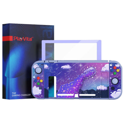 PlayVital ZealProtect Soft Protective Case for Nintendo Switch, Flexible Cover for Switch with Tempered Glass Screen Protector & Thumb Grips & ABXY Direction Button Caps - Pouring Starry - RNSYV6012 playvital