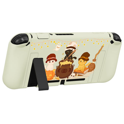 PlayVital ZealProtect Soft Protective Case for Nintendo Switch - Triplets Pumpkin Cats - RNSYV6020 playvital