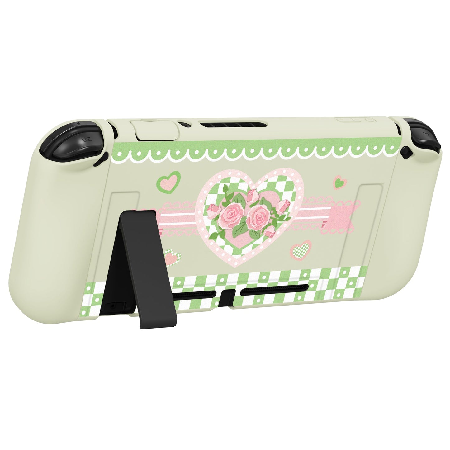 PlayVital ZealProtect Soft Protective Case for Nintendo Switch, Flexible Cover for Switch with Tempered Glass Screen Protector & Thumb Grips & ABXY Direction Button Caps - Shabby Chic Rose - RNSYV6024 playvital