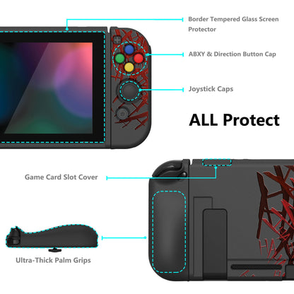 PlayVital ZealProtect Soft Protective Case for Nintendo Switch, Flexible Cover for Switch with Tempered Glass Screen Protector & Thumb Grips & ABXY Direction Button Caps - Clown Hahaha - RNSYV6035 playvital