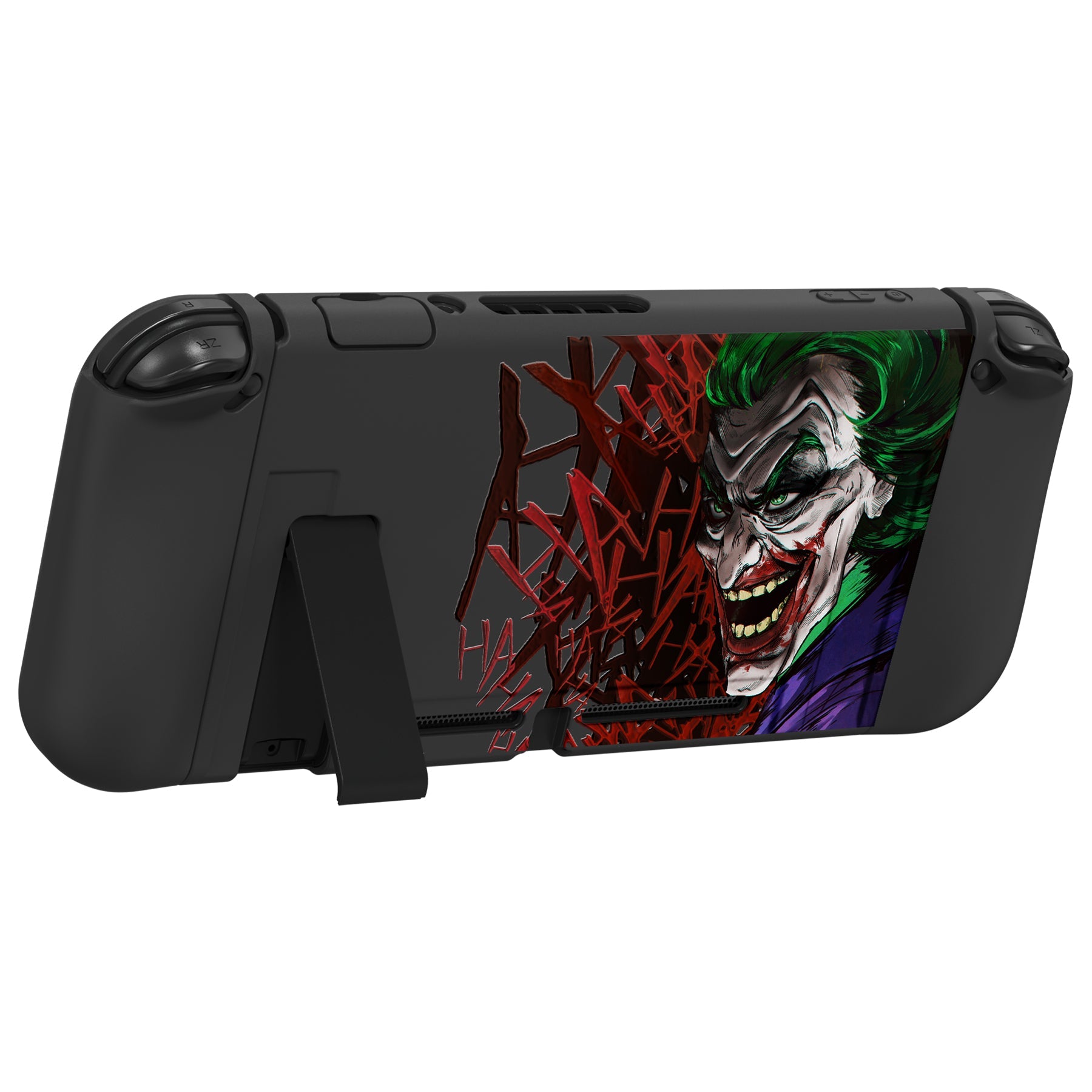 PlayVital ZealProtect Soft Protective Case for Nintendo Switch, Flexible Cover for Switch with Tempered Glass Screen Protector & Thumb Grips & ABXY Direction Button Caps - Clown Hahaha - RNSYV6035 playvital