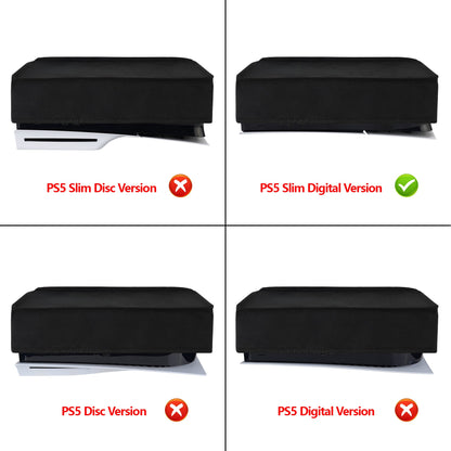 PlayVital Horizontal Dust Cover for ps5 Slim Digital Edition(The New Smaller Design), Nylon Dust Proof Protector Waterproof Cover Sleeve for ps5 Slim Console - Black - RTKPFM001 PlayVital