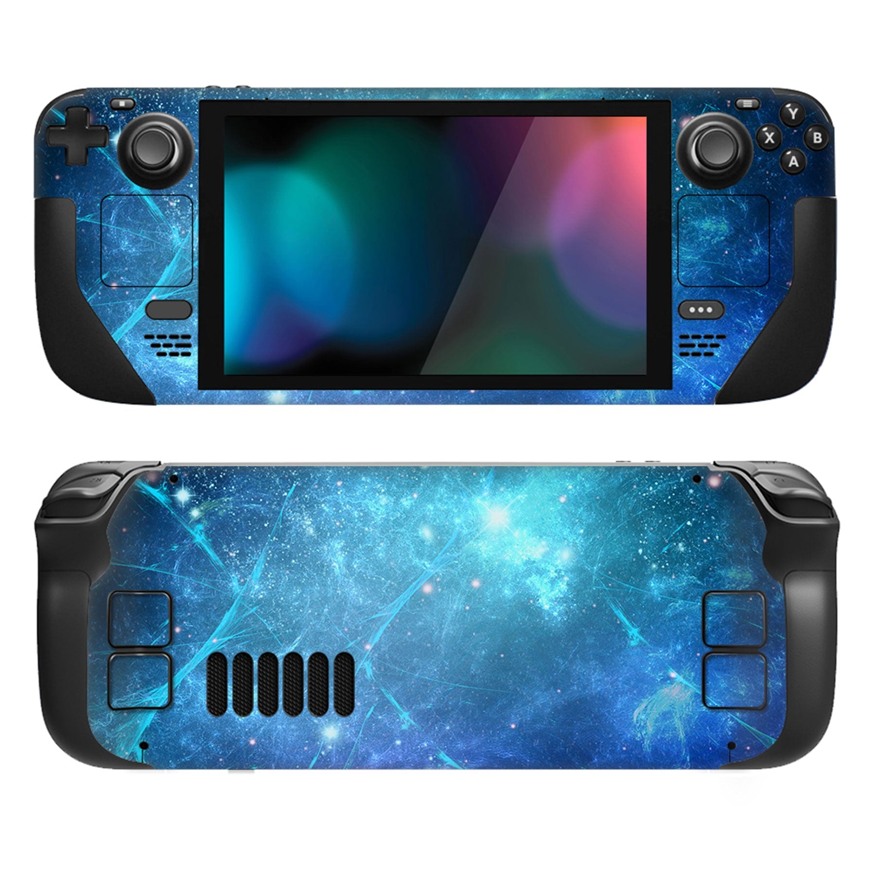 PlayVital Full Set Protective Skin Decal for Steam Deck, Custom Stickers Vinyl Cover for Steam Deck Handheld Gaming PC - Blue Nebula - SDTM004 playvital