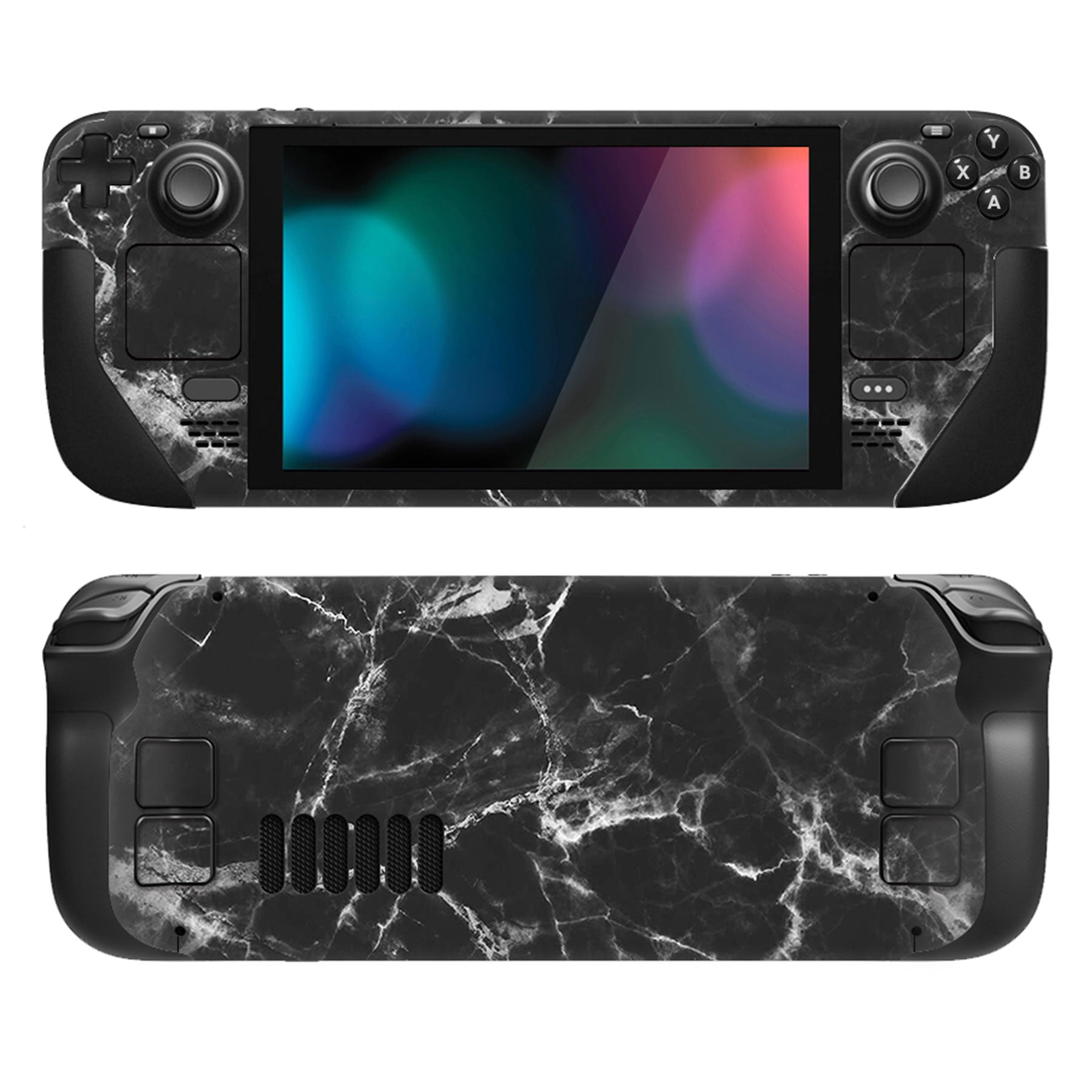 PlayVital Full Set Protective Skin Decal for Steam Deck, Custom Stickers Vinyl Cover for Steam Deck Handheld Gaming PC - Black White Marble - SDTM006 playvital