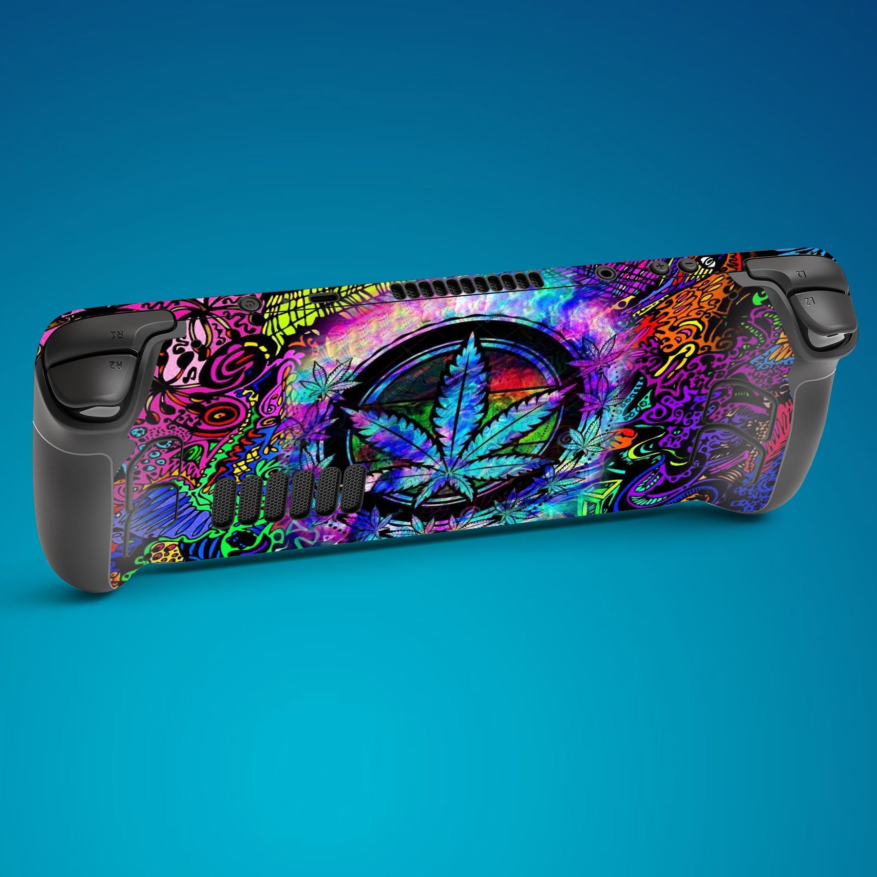 PlayVital Full Set Protective Skin Decal for Steam Deck, Custom Stickers Vinyl Cover for Steam Deck Handheld Gaming PC - Psychedelic Leaf - SDTM007 playvital