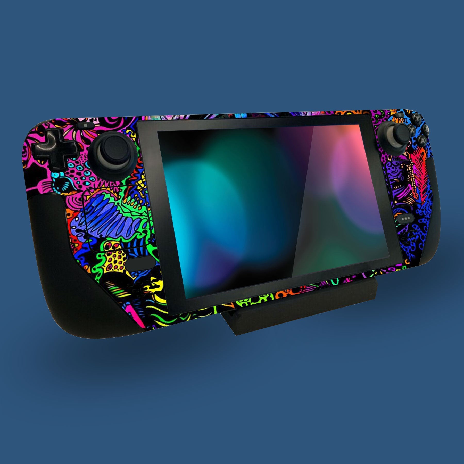 PlayVital Full Set Protective Skin Decal for Steam Deck, Custom Stickers Vinyl Cover for Steam Deck Handheld Gaming PC - Psychedelic Leaf - SDTM007 playvital