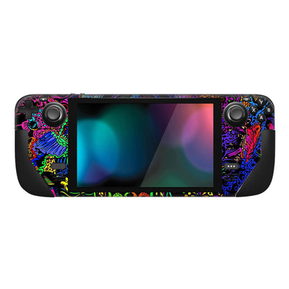 PlayVital Full Set Protective Skin Decal for Steam Deck, Custom Stickers Vinyl Cover for Steam Deck Handheld Gaming PC - Psychedelic Leaf - SDTM007 playvital