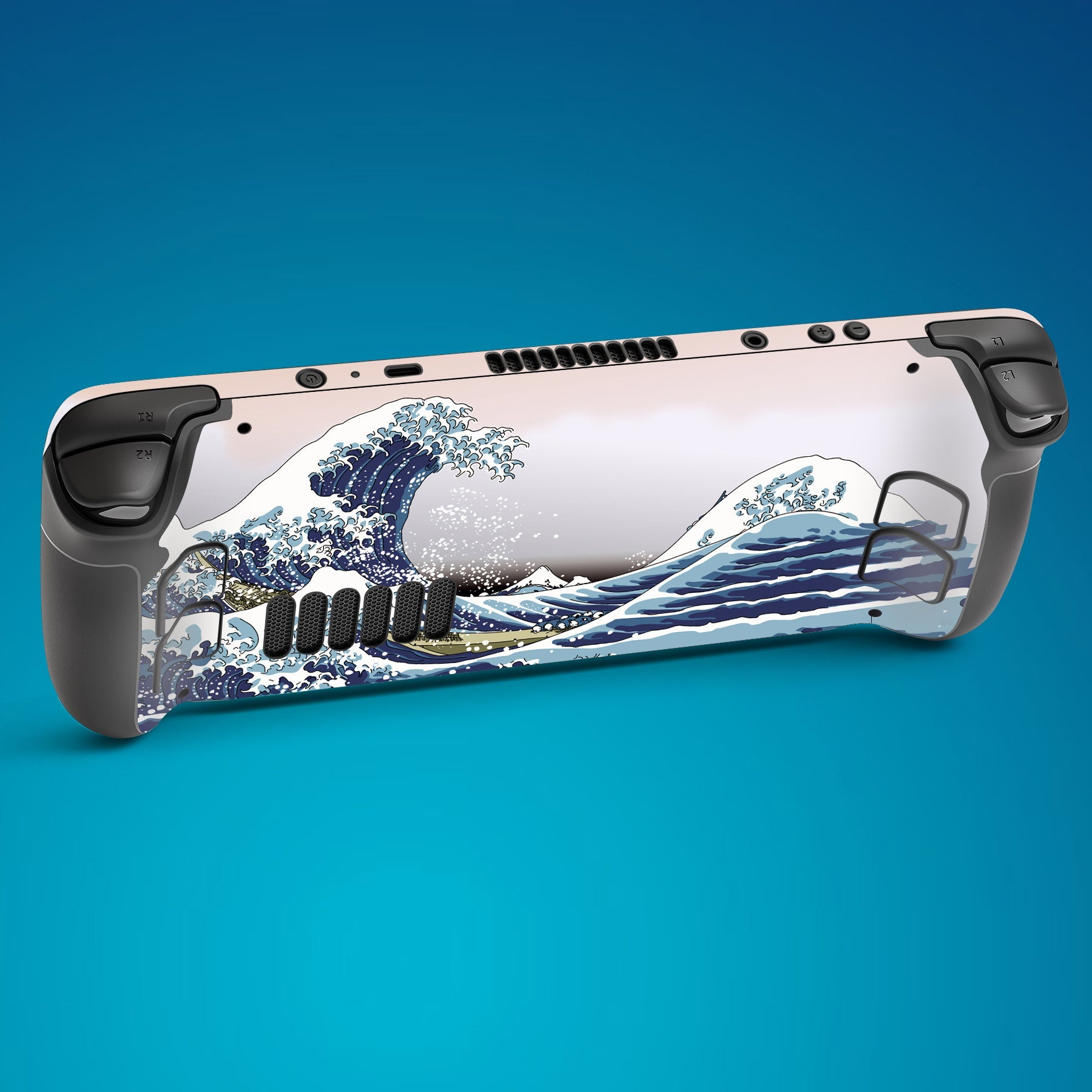 PlayVital Full Set Protective Skin Decal for Steam Deck, Custom Stickers Vinyl Cover for Steam Deck Handheld Gaming PC - The Great Wave - SDTM008 playvital