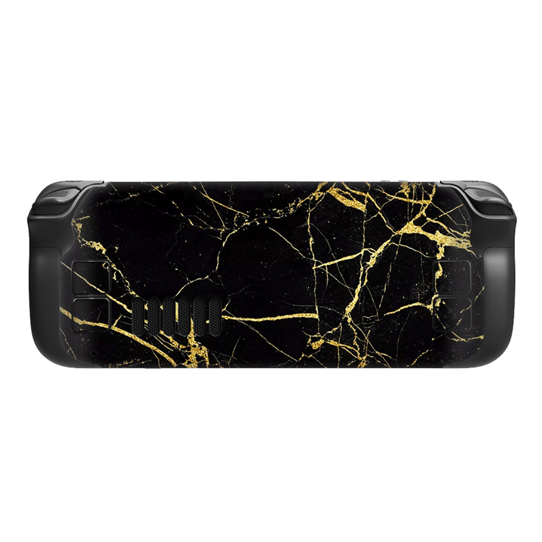 PlayVital Full Set Protective Skin Decal for Steam Deck, Custom Stickers Vinyl Cover for Steam Deck Handheld Gaming PC - Black & Gold Marble Effect - SDTM009 playvital