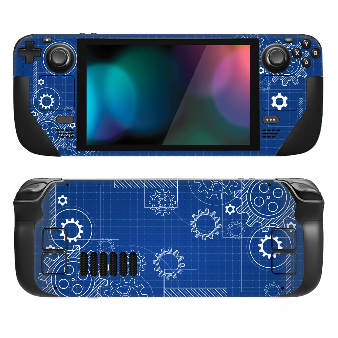 PlayVital Full Set Protective Skin Decal for Steam Deck, Custom Stickers Vinyl Cover for Steam Deck Handheld Gaming PC - Dynamic Sketch Blue - SDTM017 playvital