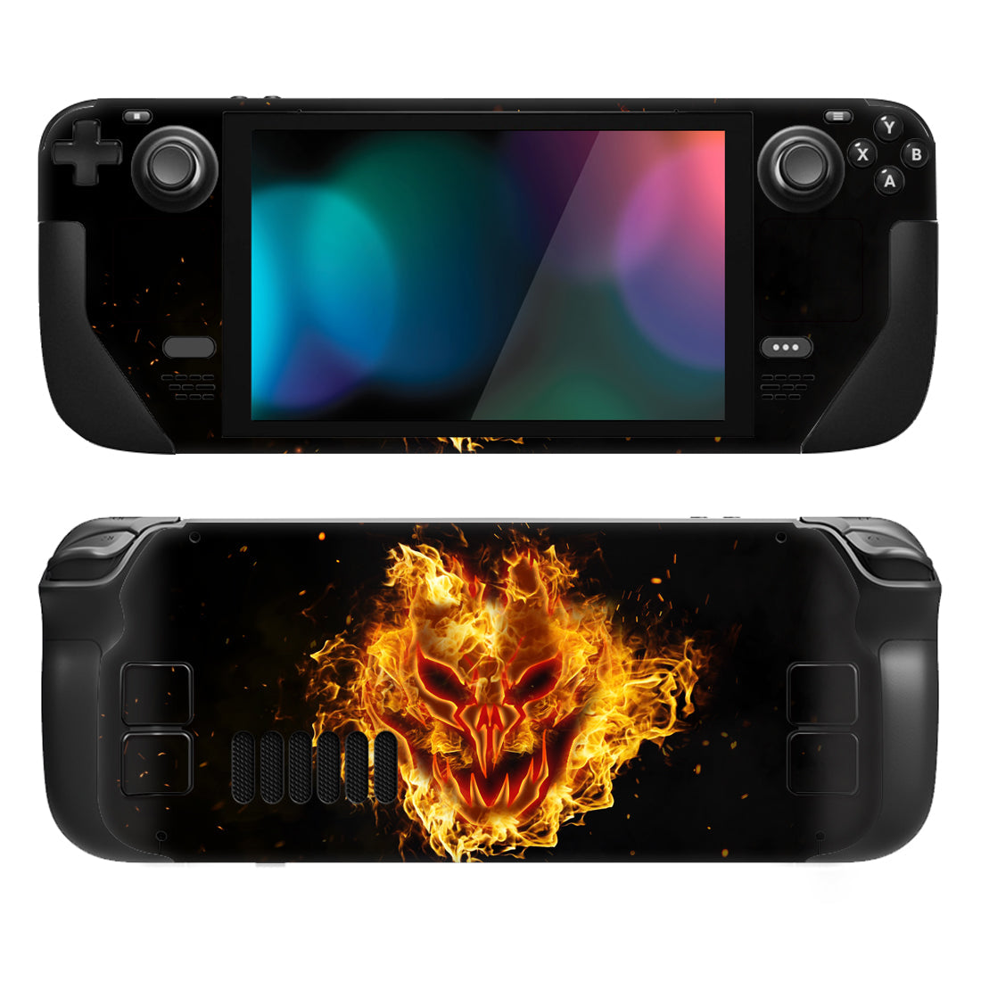 PlayVital Full Set Protective Skin Decal for Steam Deck, Custom Stickers Vinyl Cover for Steam Deck Handheld Gaming PC - Fire Demons - SDTM022 playvital