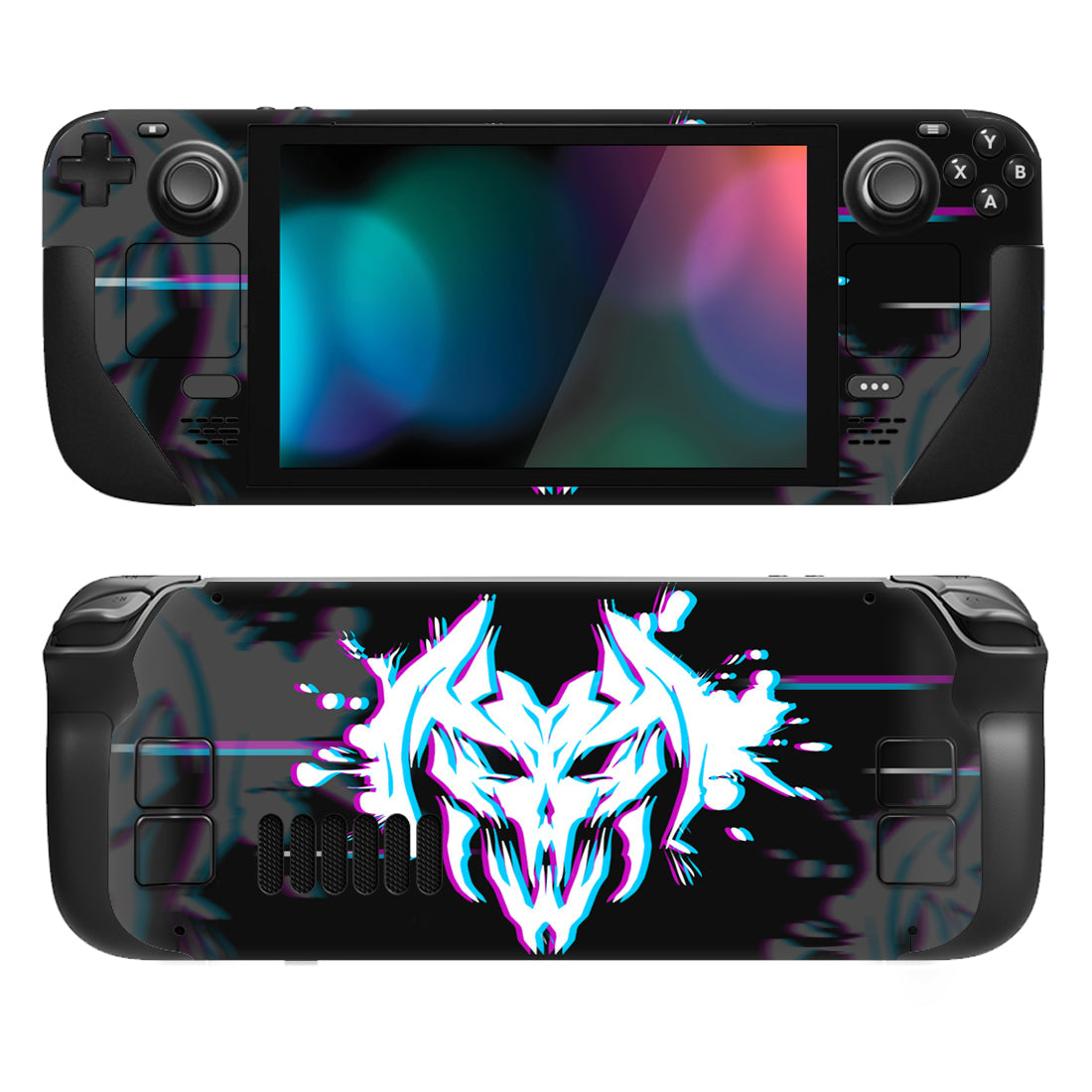 PlayVital Full Set Protective Skin Decal for Steam Deck, Custom Stickers Vinyl Cover for Steam Deck Handheld Gaming PC - Glitch Demons - SDTM023 playvital