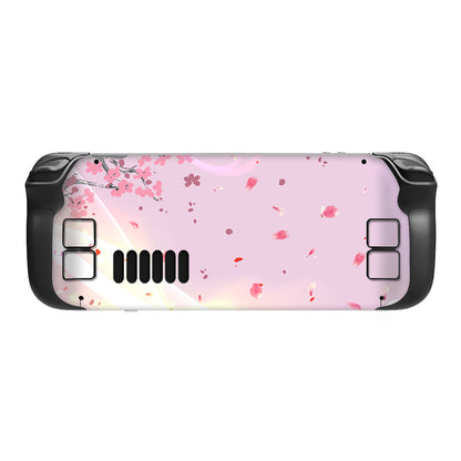 PlayVital Full Set Protective Skin Decal for Steam Deck, Custom Stickers Vinyl Cover for Steam Deck Handheld Gaming PC - Pink Cherry Blossom - SDTM026 playvital