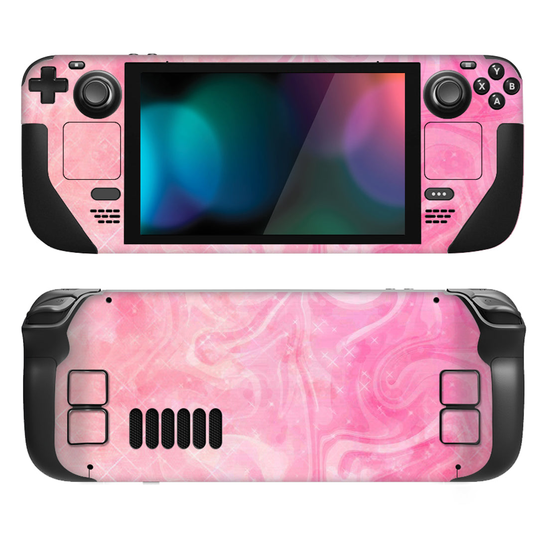 PlayVital Full Set Protective Skin Decal for Steam Deck, Custom Stickers Vinyl Cover for Steam Deck Handheld Gaming PC - Psychedelic Pink - SDTM027 playvital