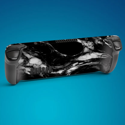 PlayVital Full Set Protective Skin Decal for Steam Deck, Custom Stickers Vinyl Cover for Steam Deck Handheld Gaming PC - Black Watercolor Marble - SDTM030 playvital