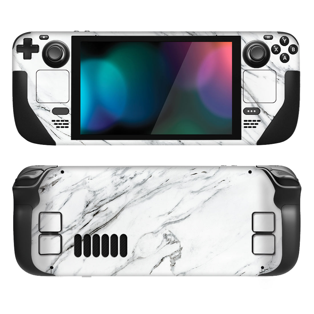 PlayVital Full Set Protective Skin Decal for Steam Deck, Custom Stickers Vinyl Cover for Steam Deck Handheld Gaming PC - Modern White Marble - SDTM035 playvital