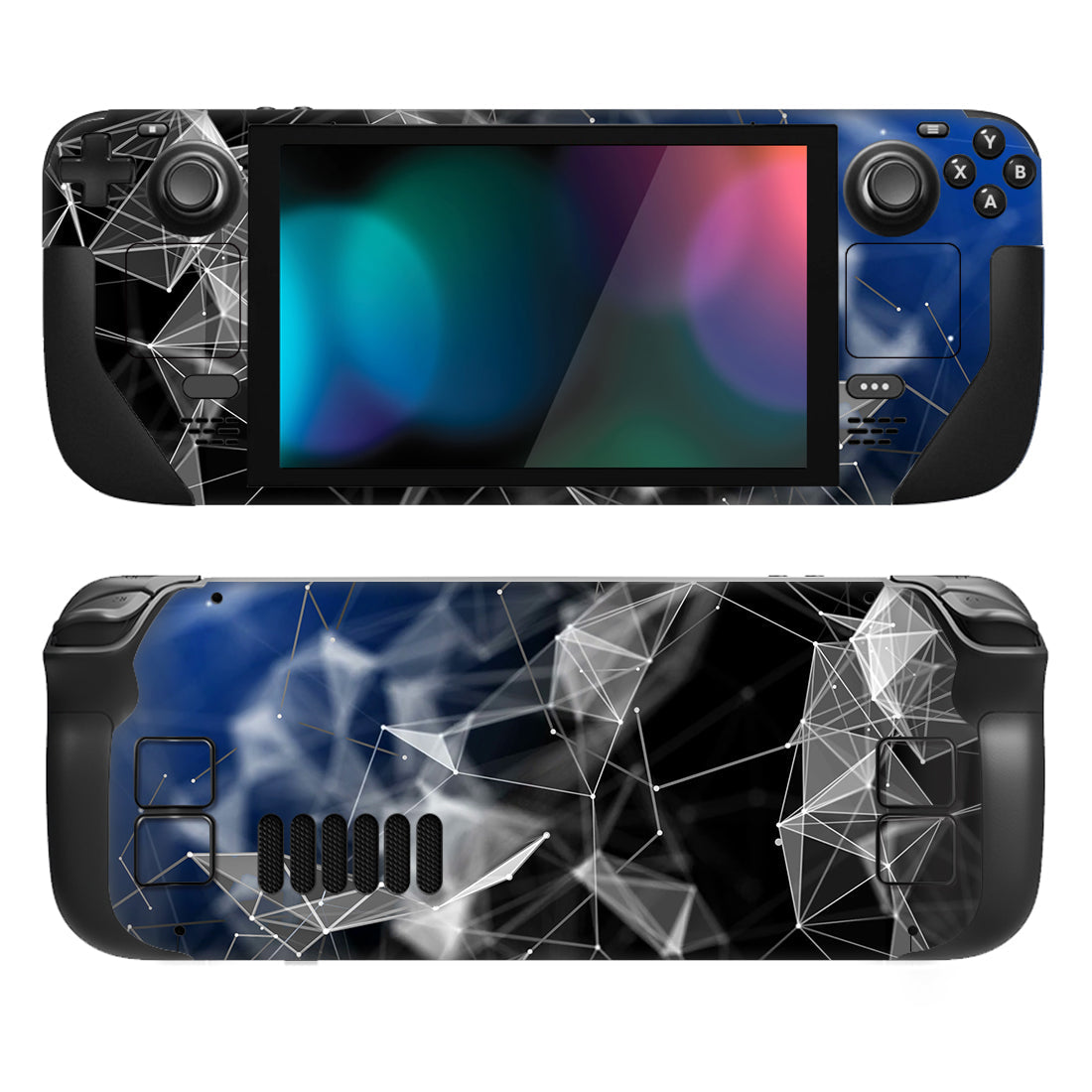 PlayVital Full Set Protective Skin Decal for Steam Deck, Custom Stickers Vinyl Cover for Steam Deck Handheld Gaming PC - 3D Polygon - SDTM041 playvital