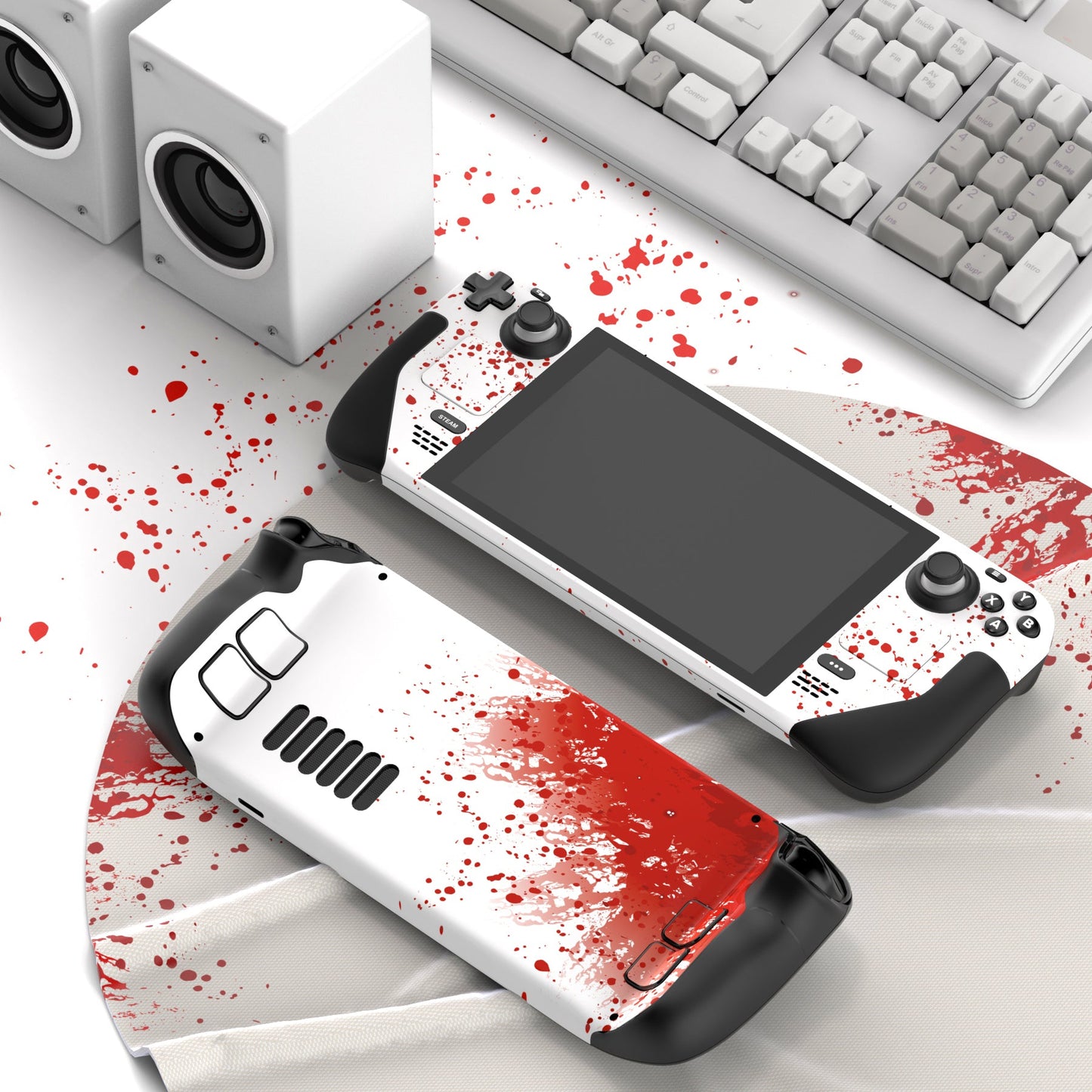 PlayVital Full Set Protective Skin Decal for Steam Deck, Custom Stickers Vinyl Cover for Steam Deck Handheld Gaming PC - Blood Splash - SDTM056 PlayVital