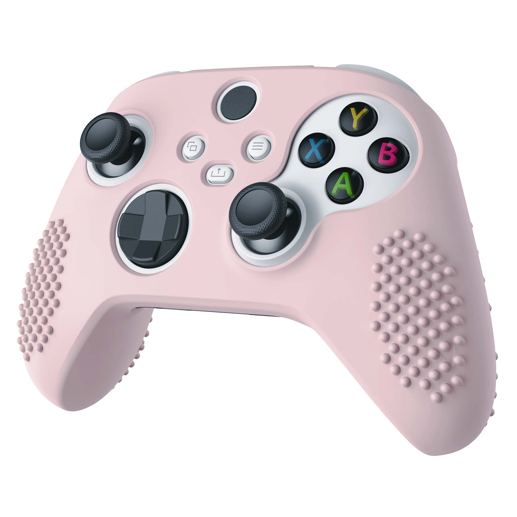 PlayVital Pink 3D Studded Edition Anti-slip Silicone Cover Skin for Xbox Series X Controller, Soft Rubber Case Protector for Xbox Series S Controller with 6 Black Thumb Grip Caps - SDX3005 PlayVital