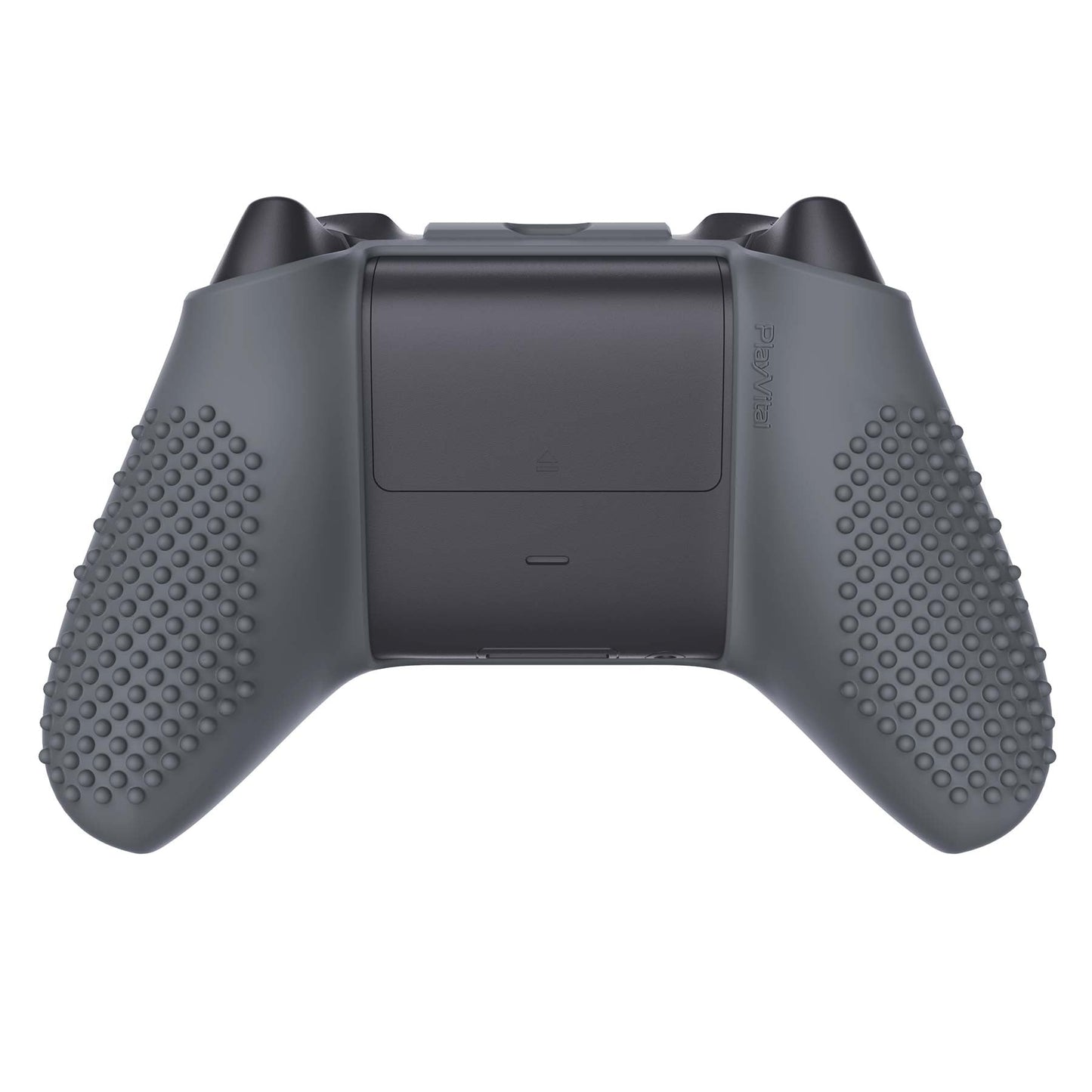 PlayVital Gray 3D Studded Edition Anti-slip Silicone Cover Skin for Xbox Series X Controller, Soft Rubber Case Protector for Xbox Series S Controller with 6 Black Thumb Grip Caps - SDX3006 PlayVital