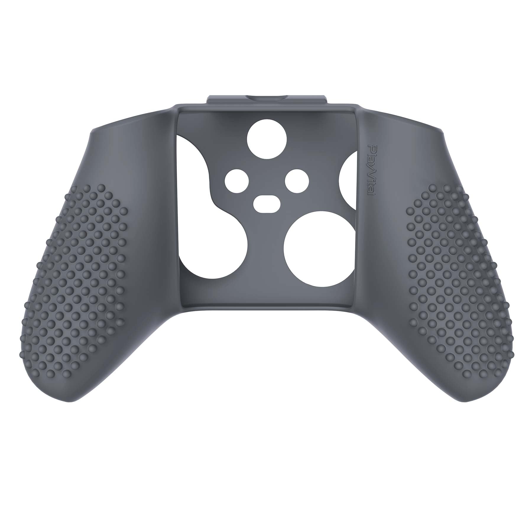 PlayVital Gray 3D Studded Edition Anti-slip Silicone Cover Skin for Xbox Series X Controller, Soft Rubber Case Protector for Xbox Series S Controller with 6 Black Thumb Grip Caps - SDX3006 PlayVital