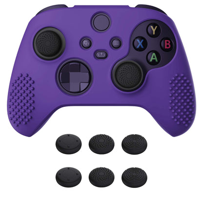 PlayVital Purple 3D Studded Edition Anti-slip Silicone Cover Skin for Xbox Series X Controller, Soft Rubber Case Protector for Xbox Series S Controller with 6 Black Thumb Grip Caps - SDX3007 PlayVital